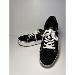 Size 9.5 - VANS Black/White Platform Sneakers- Streetwear, Skater, Casual